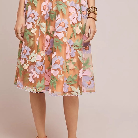 Anthropologie Maeve Pixilated Tulle Midi Skirt. NWT Sz M - Picture 3 of 7